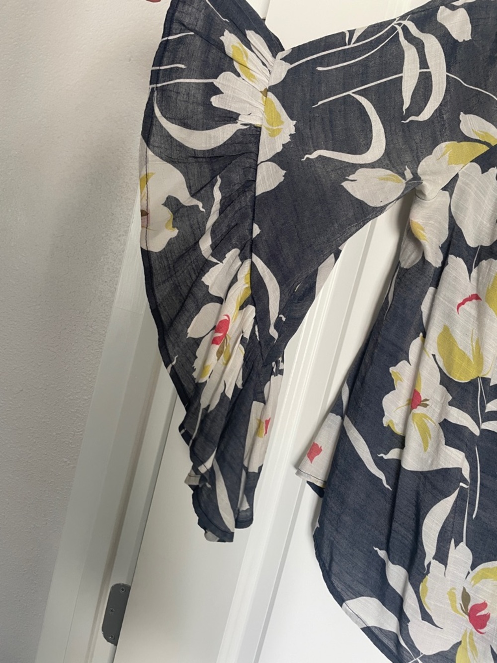 Unique Spectrum Floral Peasant Blouse with White, Yellow & Pink Accents - Picture 4 of 6